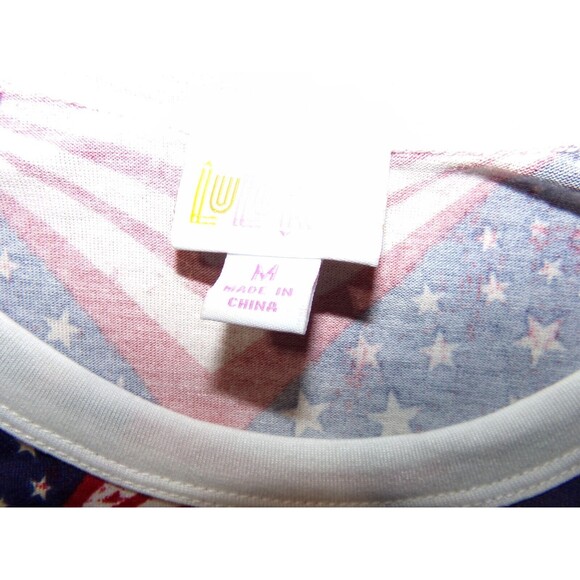 Lularoe Medium Randy Raglan Red White Blue stars & stripes Americana Top size M - Picture 6 of 8